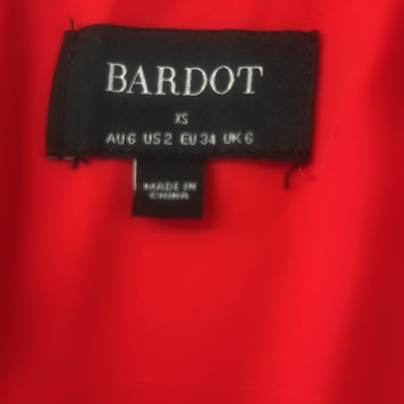 NWT Bardot Red Long Sleeve Ruffle Trim Mini Dress Size XS US 2. - Picture 7 of 12